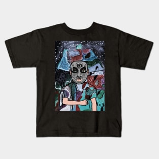 Embrace the Darkness with Hate NFT - A Mysterious Male Character in Indian Mask Kids T-Shirt